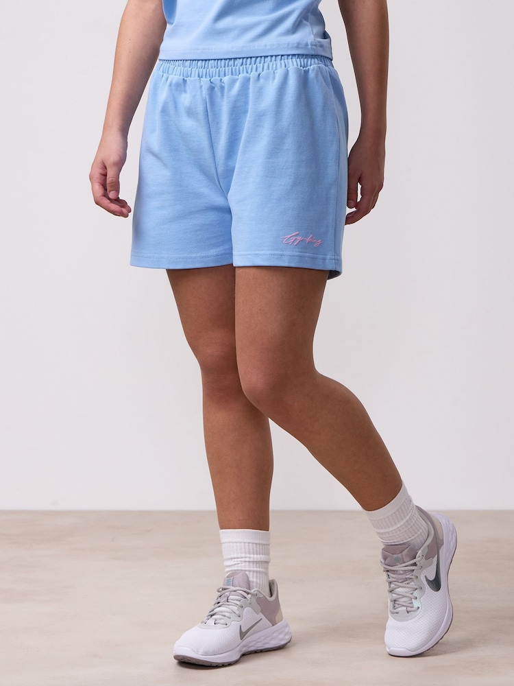Gym King Blue Relaxed Fit Script Shorts - Image 2 of 4