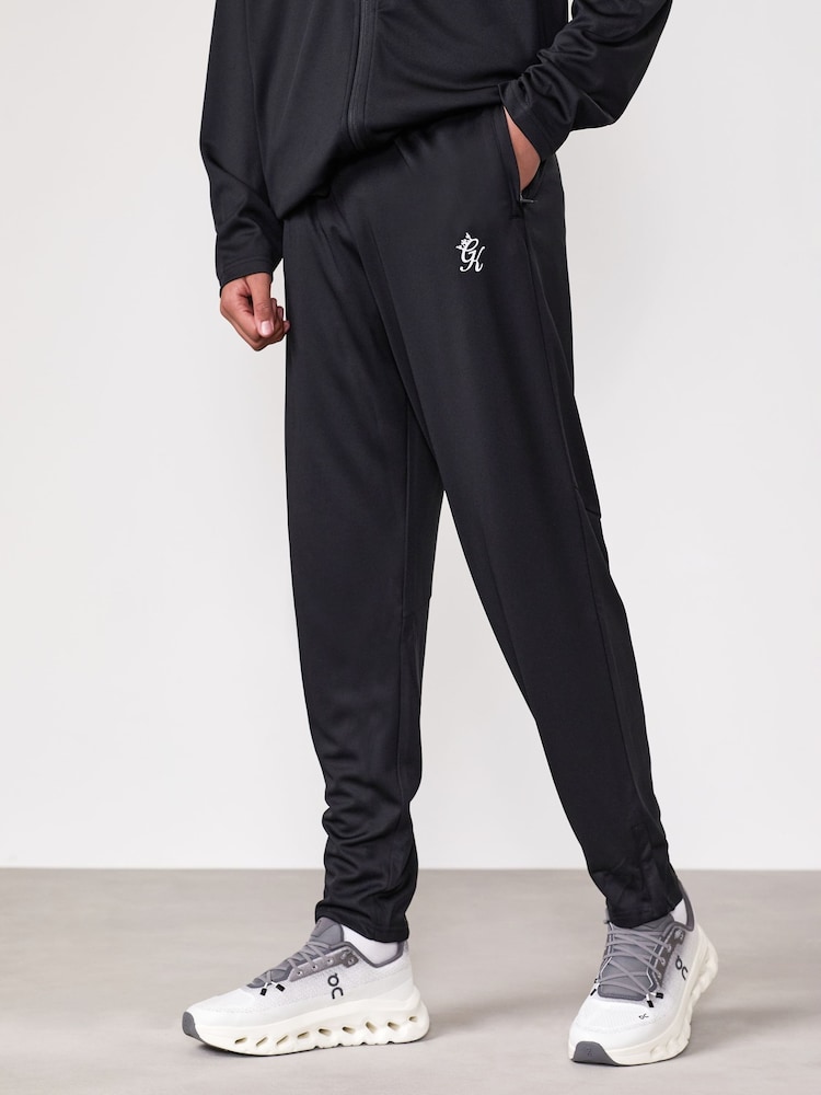 Gym King Black Lightweight Poly Tracksuit Bottoms - Image 1 of 4