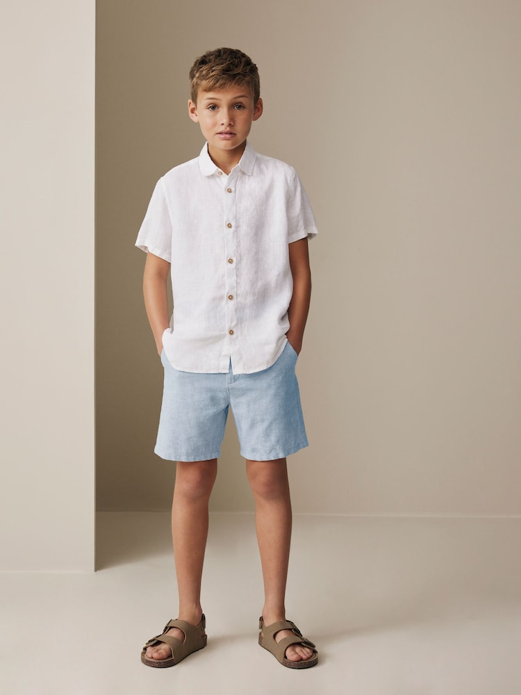 Blue Regular Fit Chino Linen Shorts (3-16yrs) - Image 2 of 7
