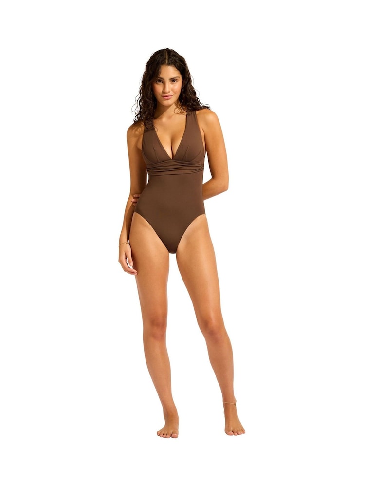 Seafolly Collective Cross Back Brown Swimsuit - Image 4 of 4 Seafolly Collective Cross Back Brown Swimsuit - Image 4 of 4