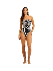 Seafolly Coastline DD Bandeau One Piece Black Swimsuit - Image 1 of 5