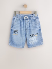 Mid Blue Print Bermuda Pull On Shorts (3-16yrs) - Image 1 of 5