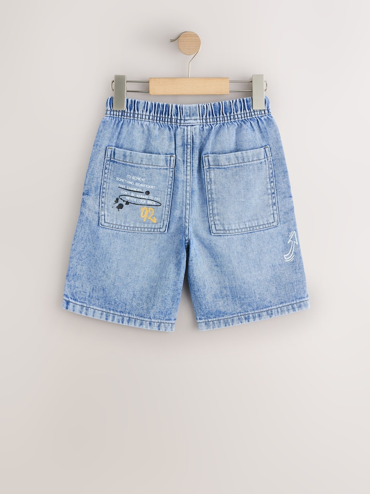 Mid Blue Print Bermuda Pull On Shorts (3-16yrs) - Image 2 of 5