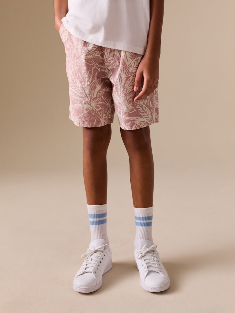 Leaf Print Pink Hybrid Waist Shorts (3-16yrs) - Image 1 of 8