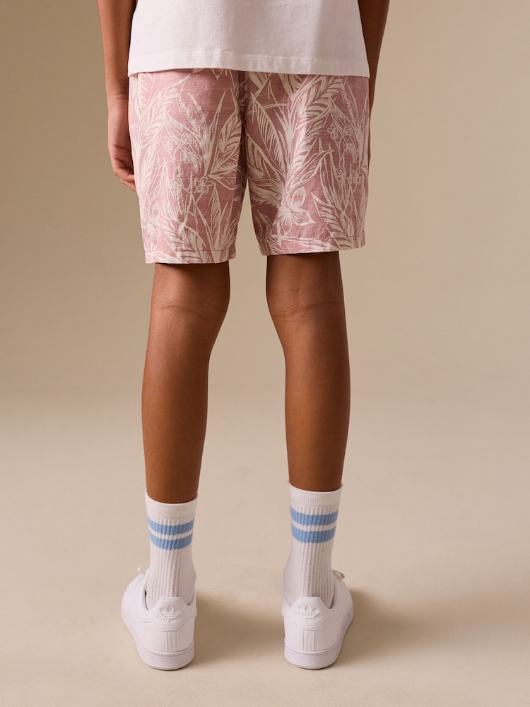 Leaf Print Pink Hybrid Waist Shorts (3-16yrs) - Image 2 of 8