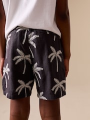 Charcoal Grey Linen Blend Pull on Shorts (3-16yrs) - Image 2 of 3