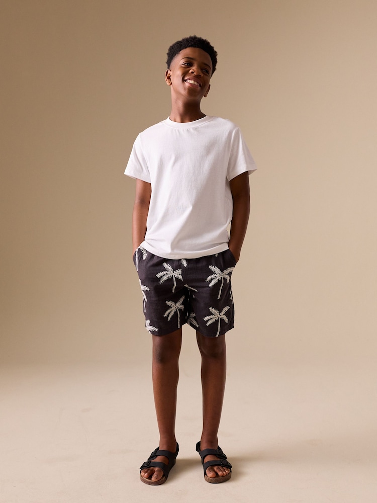 Charcoal Grey Linen Blend Pull on Shorts (3-16yrs) - Image 3 of 3