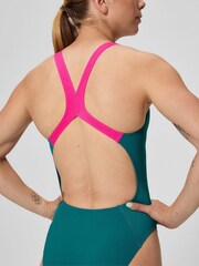 Speedo Green Solid Powerback Swimsuit - Image 4 of 6