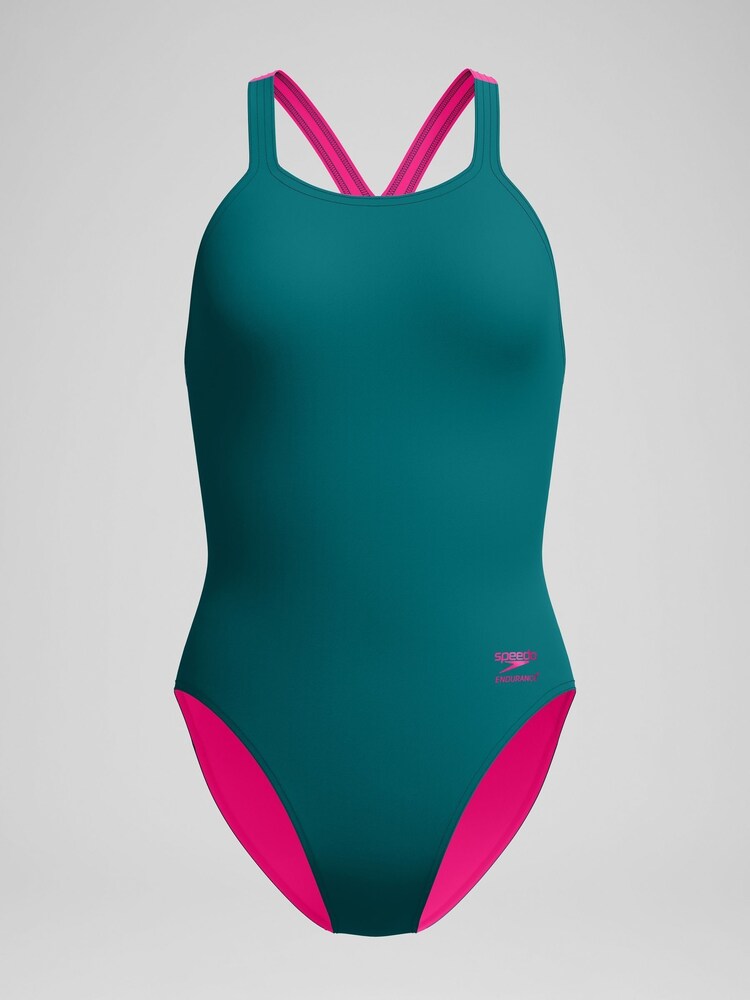 Speedo Green Solid Powerback Swimsuit - Image 6 of 6