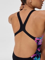 Speedo Black Placement Printed Powerback Swimsuit - Image 3 of 5