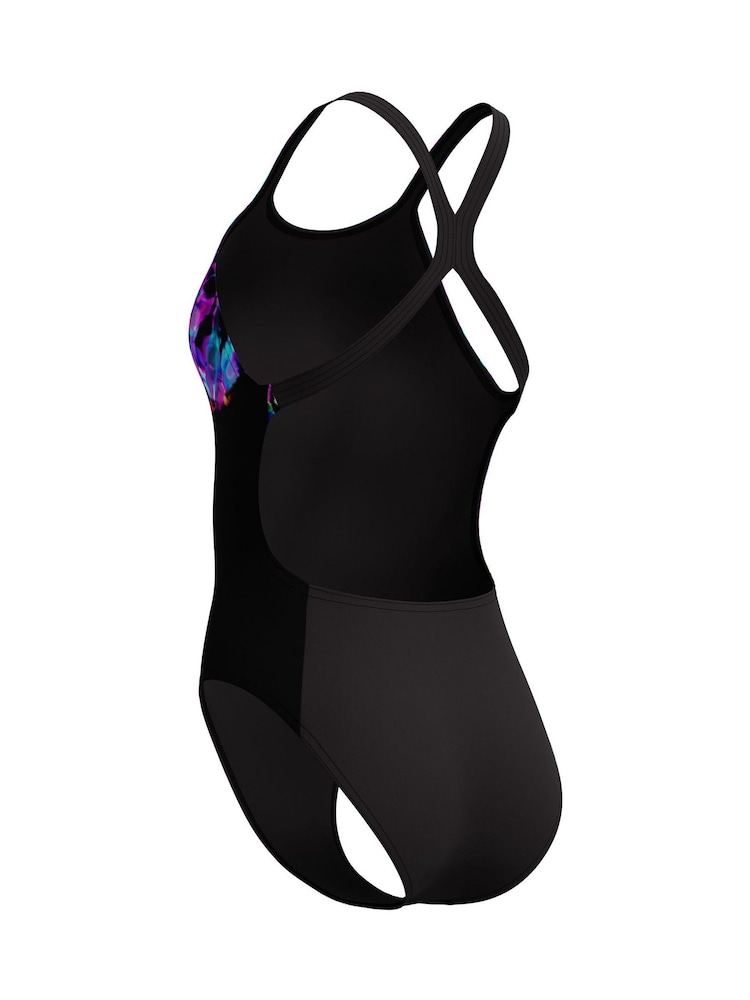 Speedo Black Placement Printed Powerback Swimsuit - Image 7 of 7
