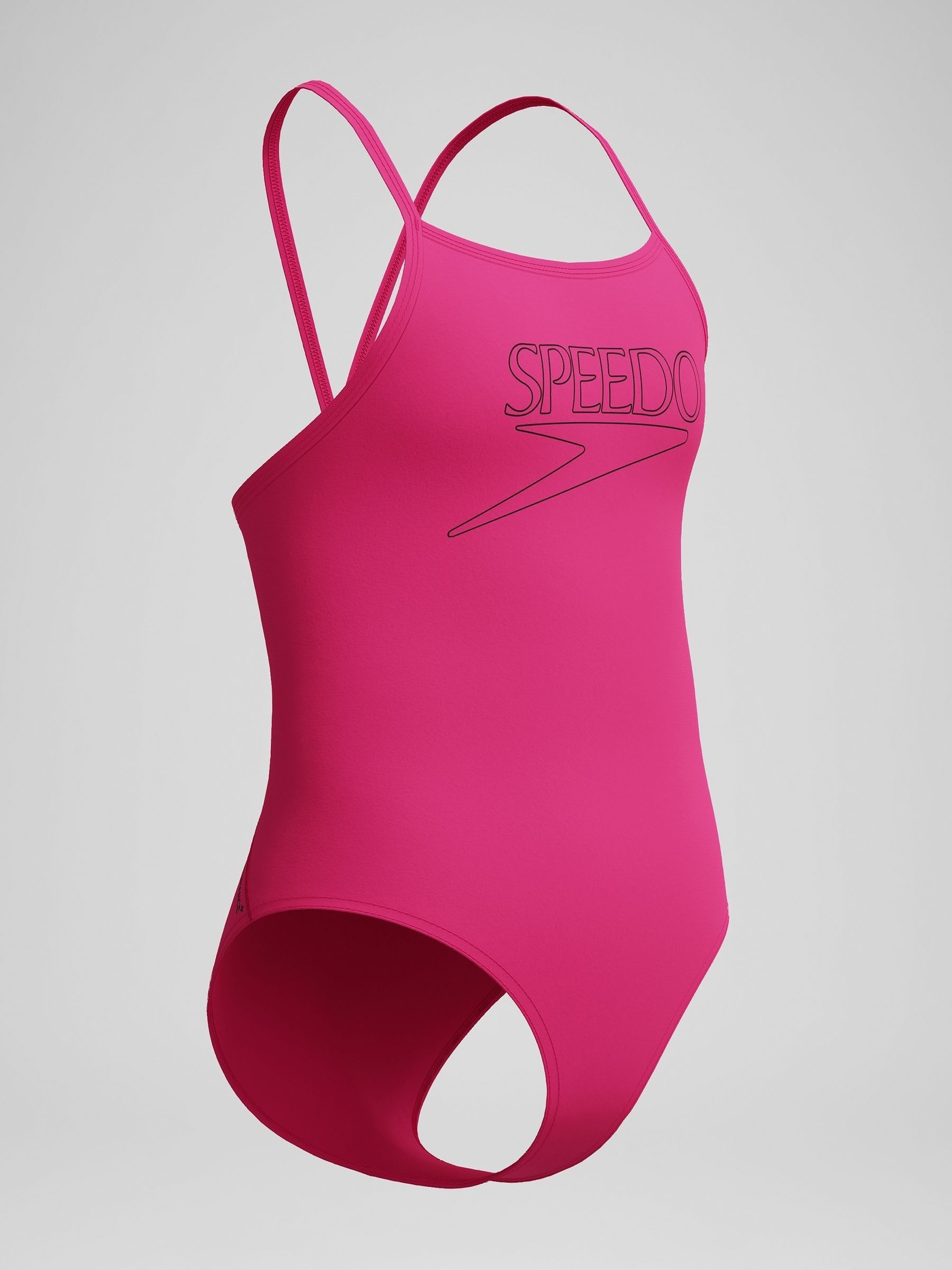 Buy Speedo Pink Endurance+ Logo Thinstrap One Piece Swimsuit from