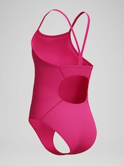 Speedo Pink Endurance+ Logo Thinstrap One Piece Swimsuit - Image 3 of 6