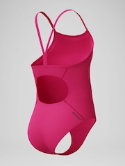 Speedo Pink Endurance+ Logo Thinstrap One Piece Swimsuit - Image 4 of 6