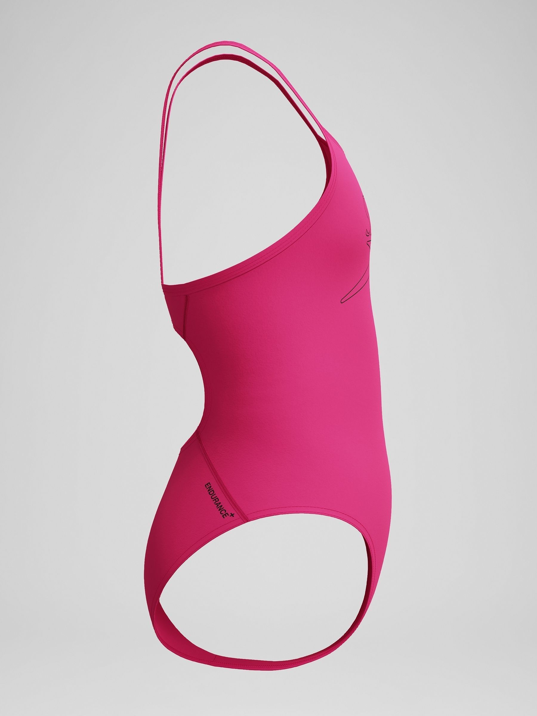 Buy Speedo Pink Endurance+ Logo Thinstrap One Piece Swimsuit from