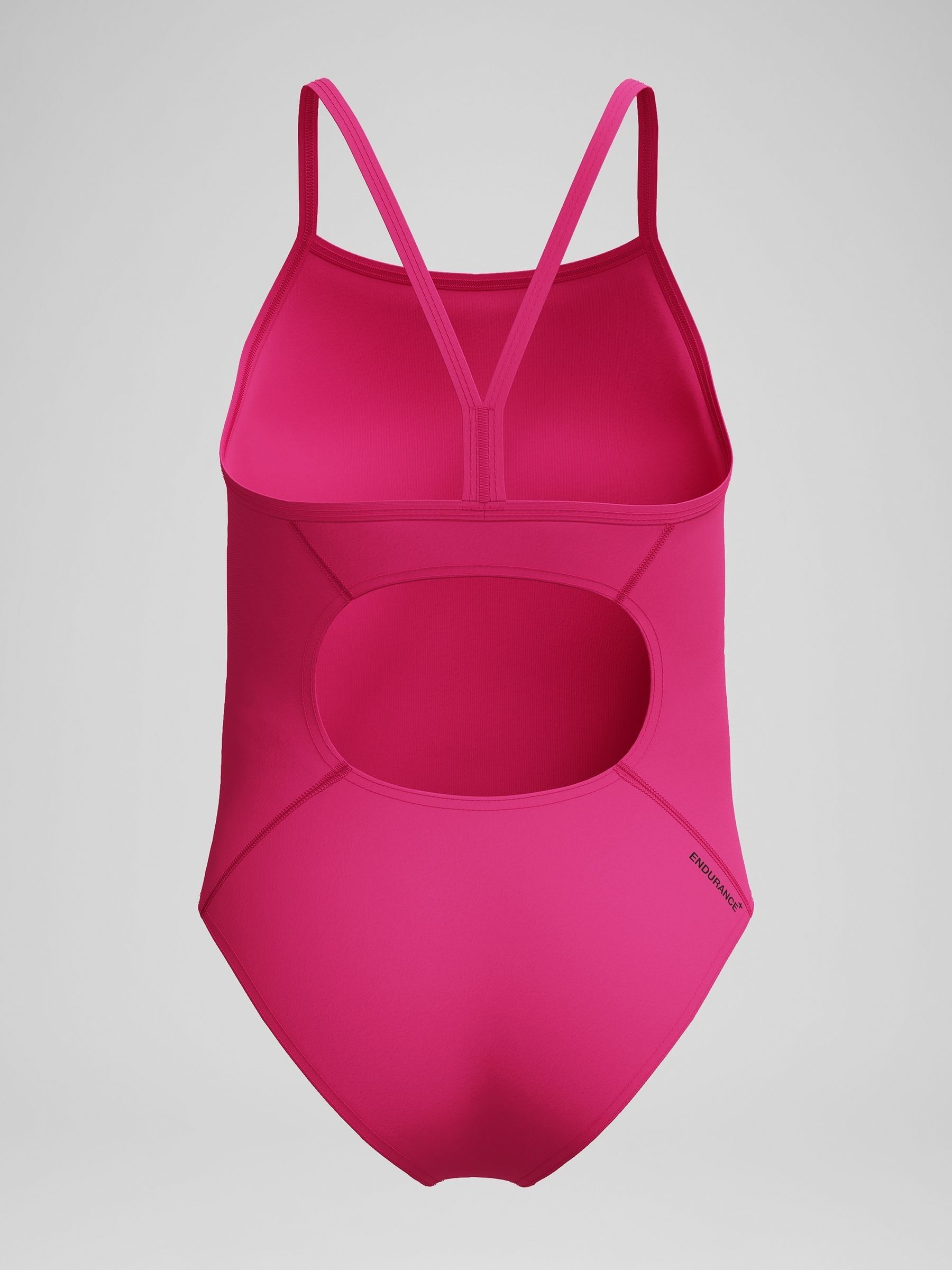 Buy Speedo Pink Endurance+ Logo Thinstrap One Piece Swimsuit from