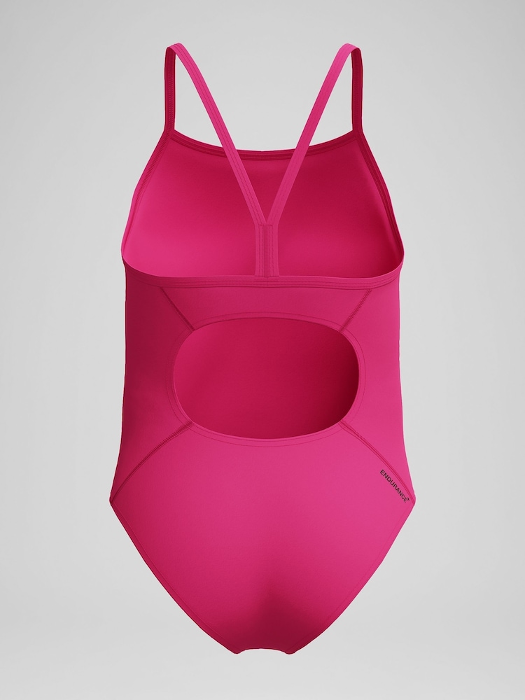 Speedo Pink Endurance+ Logo Thinstrap One Piece Swimsuit - Image 6 of 6