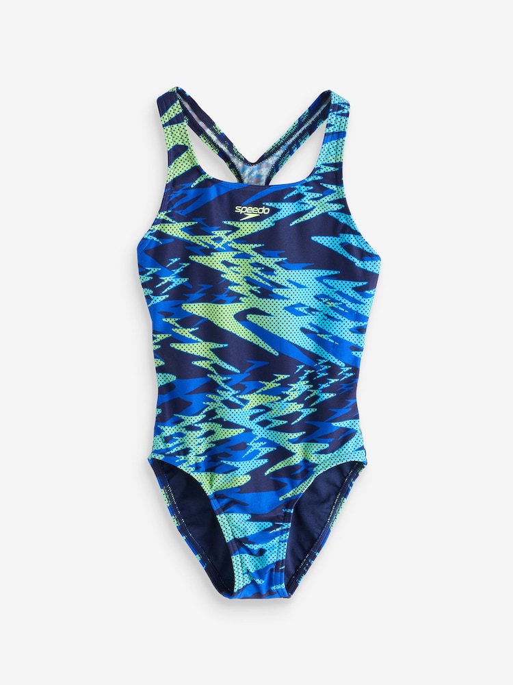 Speedo Blue Hyperboom Print Medalist One Piece Swimsuit - Image 1 of 1