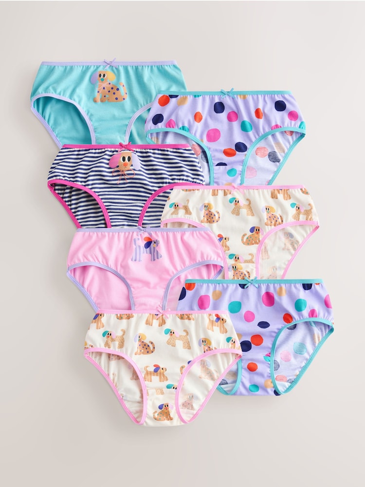 Pink/Blue Dog Briefs 7 Pack (1.5-14yrs) - Image 1 of 11