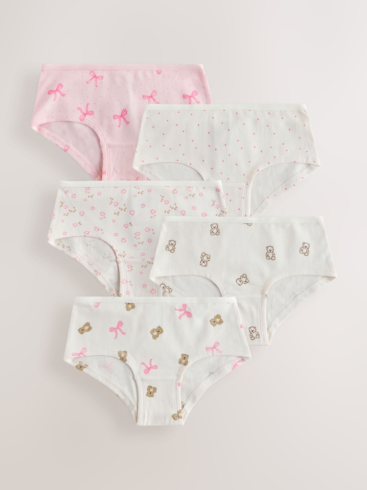 Pink Bear Print Hipster Briefs 5 Pack (2-16yrs) - Image 1 of 8