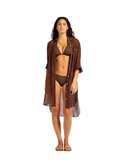 Seafolly Beach Edit Crinkle Twill Beach Brown Coverup - Image 1 of 5