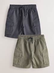 Charcoal Grey/Khaki Cargo Shorts 2 Pack (3-16yrs) - Image 4 of 9