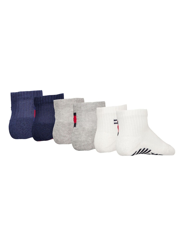 Tommy Hilfiger White Baby Flag Socks 6 Pack - Image 2 of 2 Tommy Hilfiger White Baby Flag Socks 6 Pack - Image 2 of 2