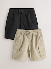 Black/Stone Cargo Shorts 2 Pack (3-16yrs) - Image 4 of 9