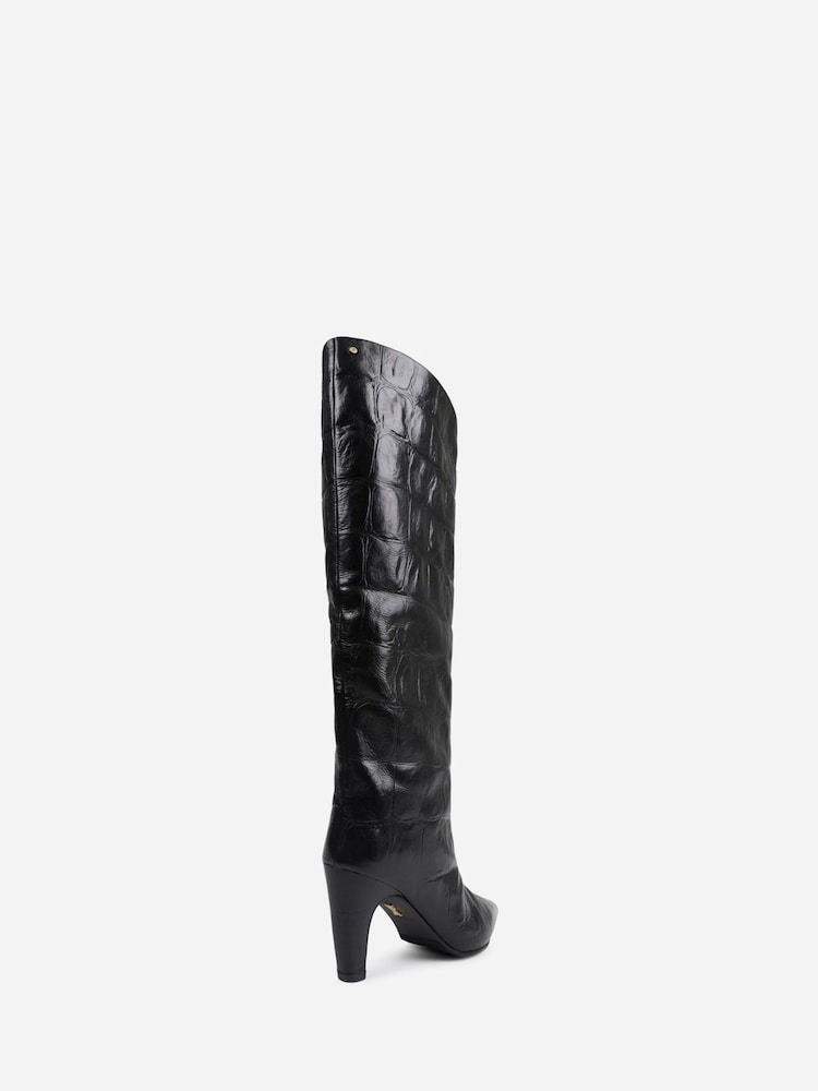 Bronx Black Low Jadey Leather Knee High Boots - Image 1 of 7 Bronx Black Low Jadey Leather Knee High Boots - Image 1 of 7