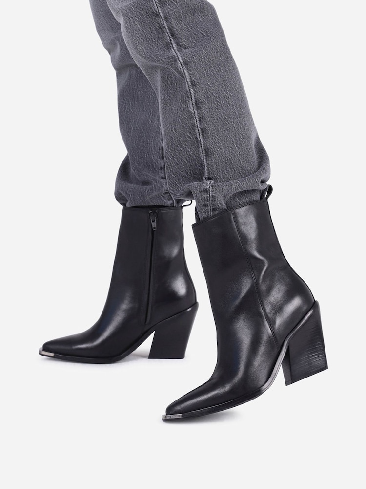 Bronx Black New Kole Leather Ankle Boots - Image 1 of 5