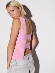 Bright Pink Backless Knitted Top - Image 1 of 7