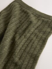 Khaki Green Cable Knit Midi Skirt - Image 3 of 3