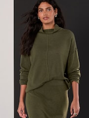 Khaki Green Super Soft Roll Edge High Neck Jumper - Image 2 of 8