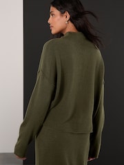 Khaki Green Super Soft Roll Edge High Neck Jumper - Image 3 of 8
