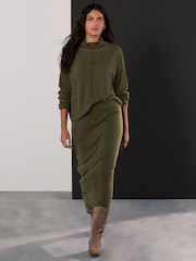 Khaki Green Super Soft Roll Edge High Neck Jumper - Image 4 of 8