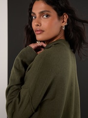 Khaki Green Super Soft Roll Edge High Neck Jumper - Image 5 of 8