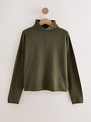 Khaki Green Super Soft Roll Edge High Neck Jumper - Image 6 of 8