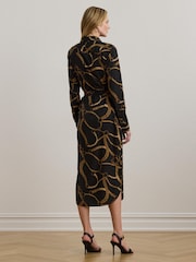 Lauren Ralph Lauren Shadny Belted Print Black Shirt Dress - Image 2 of 8