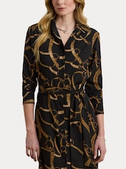 Lauren Ralph Lauren Shadny Belted Print Black Shirt Dress - Image 6 of 8