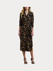 Lauren Ralph Lauren Shadny Belted Print Black Shirt Dress - Image 7 of 8