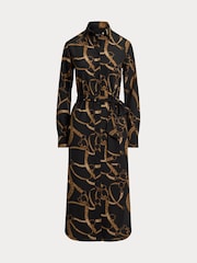 Lauren Ralph Lauren Shadny Belted Print Black Shirt Dress - Image 8 of 8