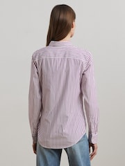 Lauren Ralph Lauren Purple Jamelko Stipe Cotton Logo Shirt - Image 2 of 8