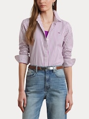 Lauren Ralph Lauren Purple Jamelko Stipe Cotton Logo Shirt - Image 4 of 8