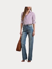 Lauren Ralph Lauren Purple Jamelko Stipe Cotton Logo Shirt - Image 6 of 8