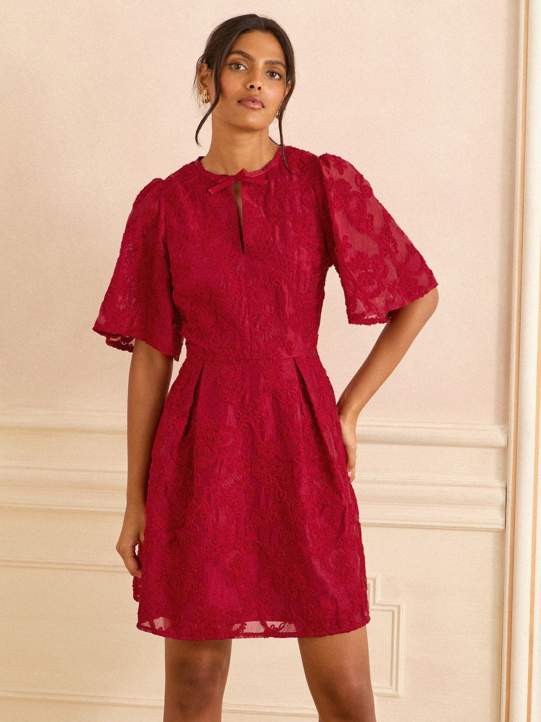 open lace back dress Violet Weekend Juniors' Jacquard Drop-Waist Fit & Flare Dress - Viola