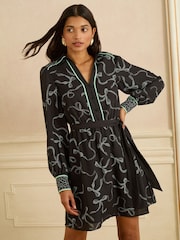 Love & Roses Bow Patch Print Mini Shirt Dress - Image 3 of 4