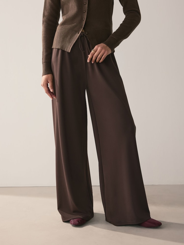 Chocolate Brown Wide Leg Trousers - Image 1 of 7