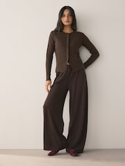 Chocolate Brown Wide Leg Trousers - Image 2 of 7