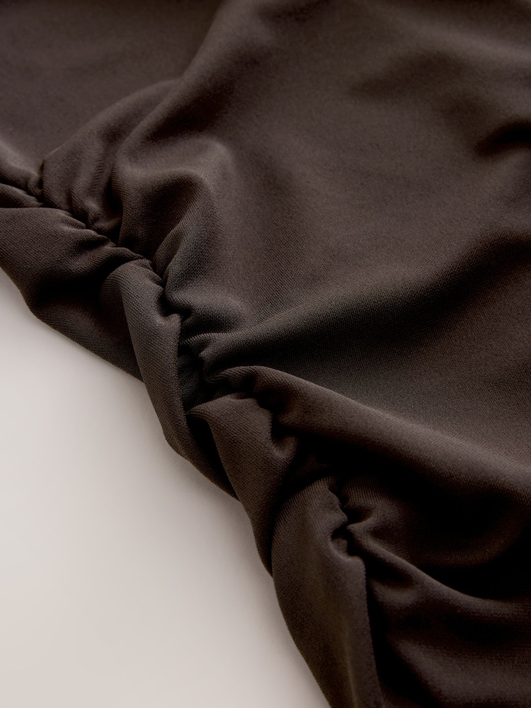Chocolate Brown High Neck Drape Sleeveless Top - Image 9 of 9