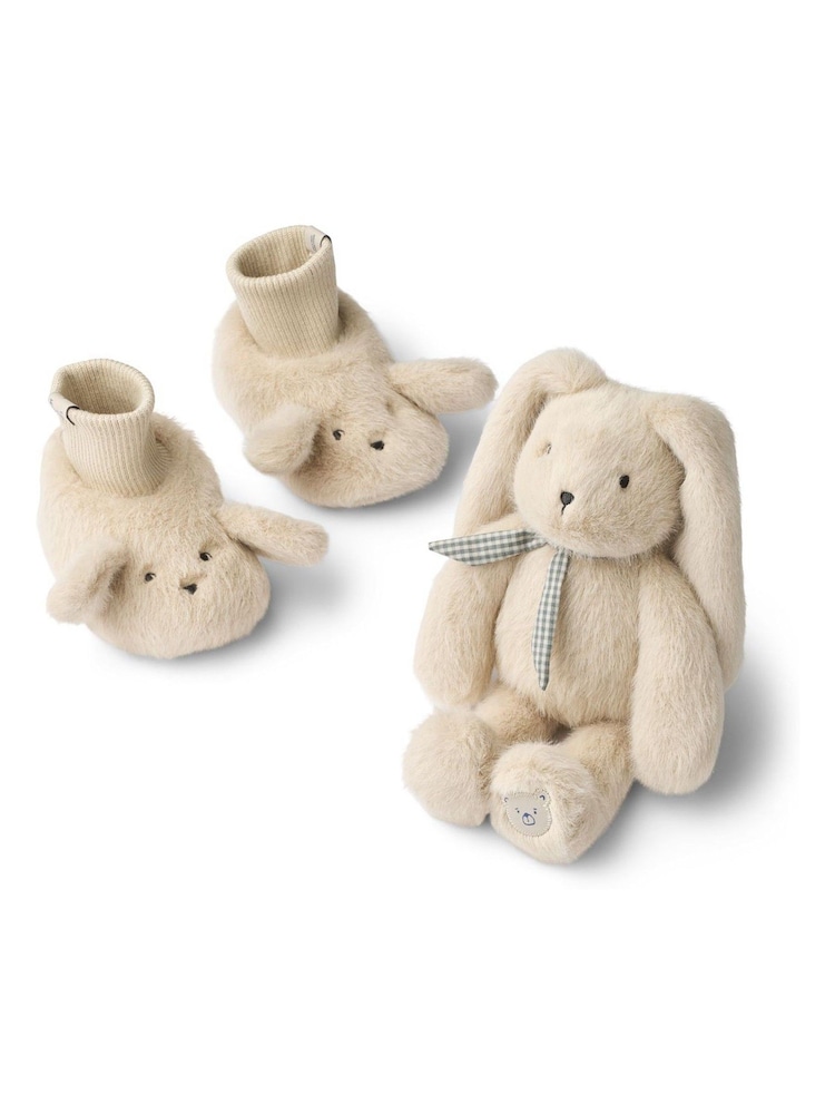 Liewood Cream Basim Rabbit Baby Soft Toy & Slippers Gift Set - Image 1 of 1 Liewood Cream Basim Rabbit Baby Soft Toy & Slippers Gift Set - Image 1 of 1
